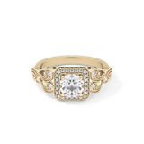 Round Halo Vintage Art Deco Lab Grown Diamond Engagement Ring