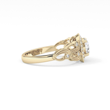 Round Halo Vintage Art Deco Lab Grown Diamond Engagement Ring