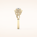 0.8 CT Round Shaped Halo & Art Deco Moissanite Engagement Ring
