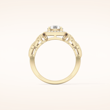 0.8 CT Round Shaped Halo & Art Deco Moissanite Engagement Ring
