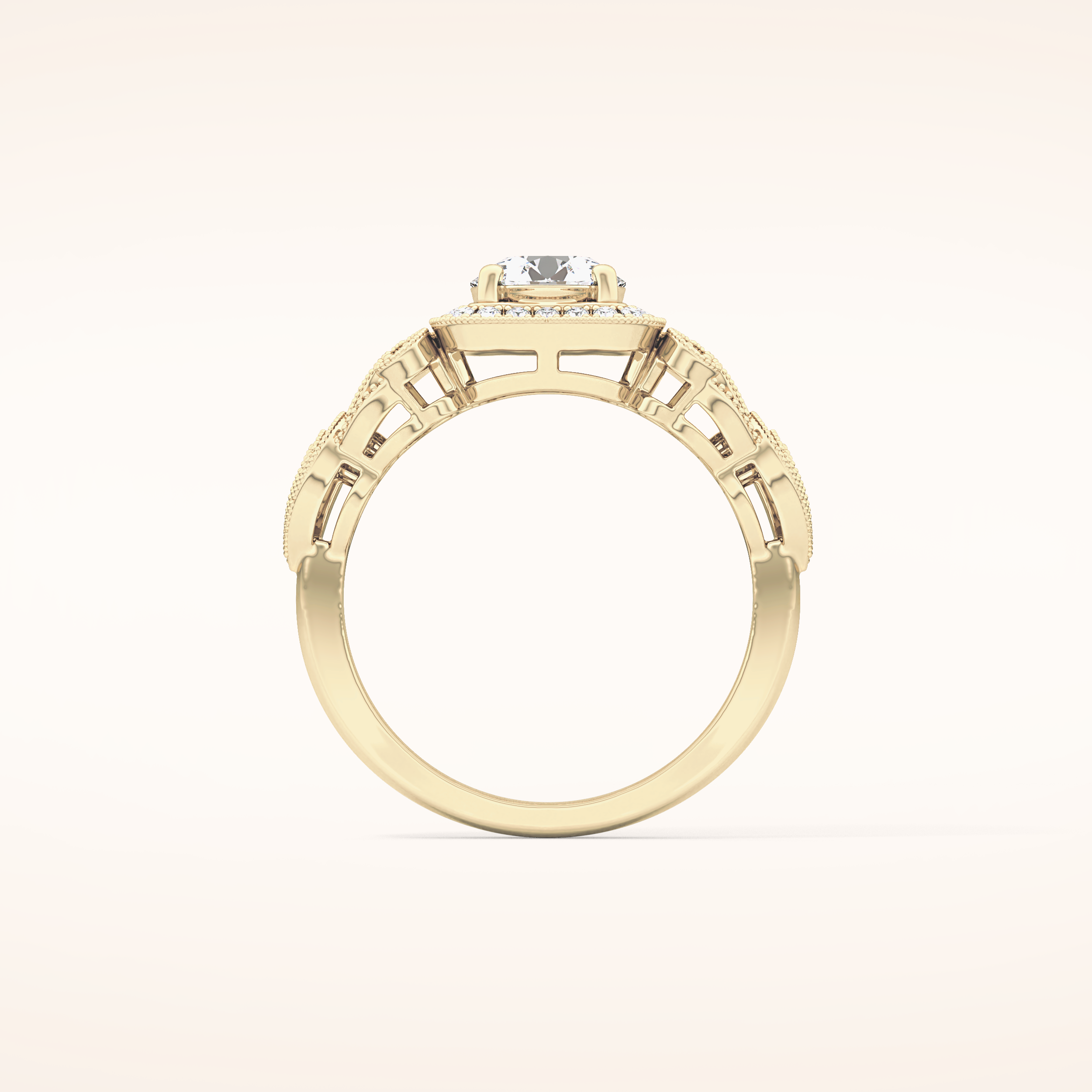 0.8 CT Round Shaped Halo & Art Deco Moissanite Engagement Ring
