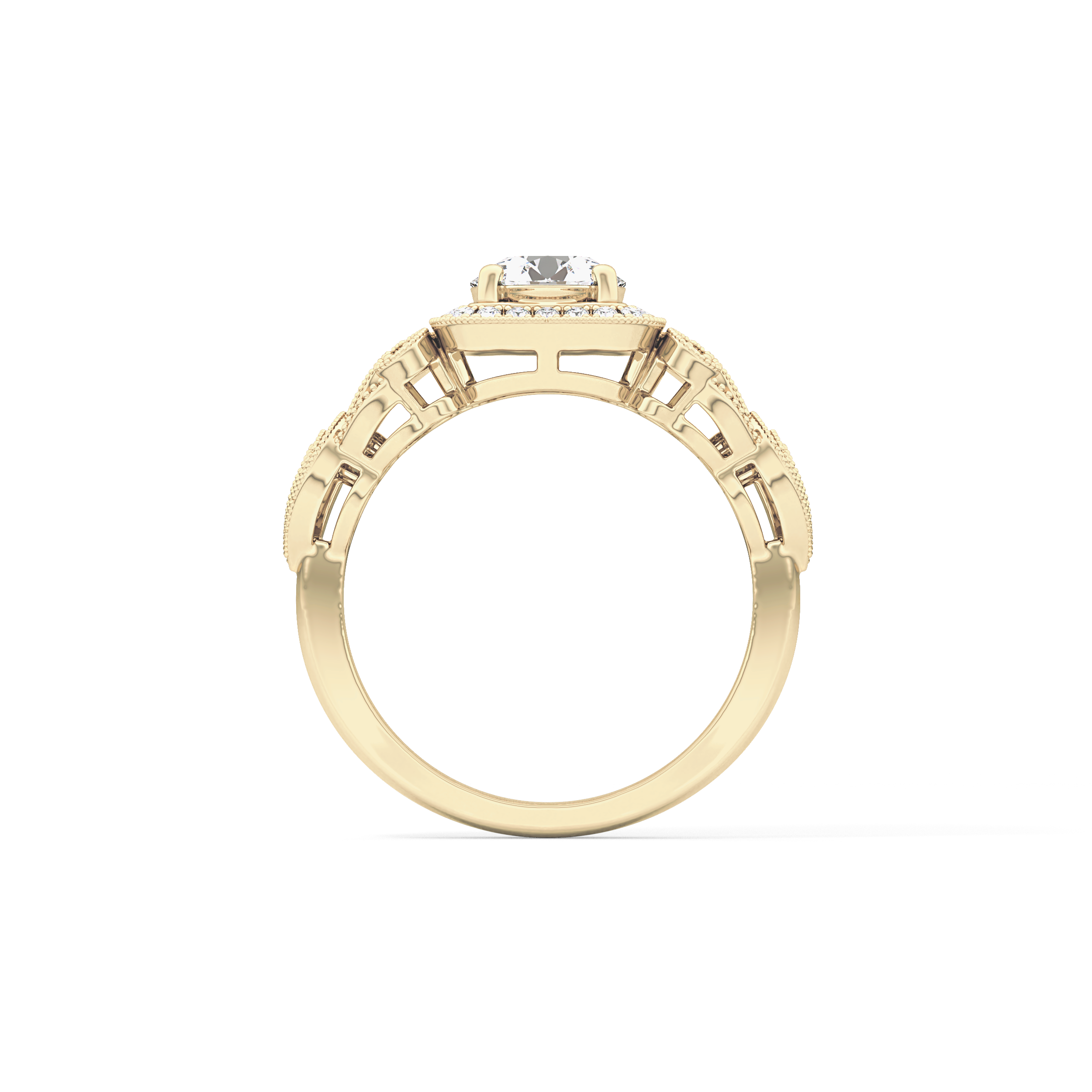 Round Halo Vintage Art Deco Lab Grown Diamond Engagement Ring