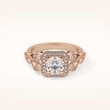 0.8 CT Round Shaped Halo & Art Deco Moissanite Engagement Ring