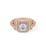 Round Halo Vintage Art Deco Lab Grown Diamond Engagement Ring