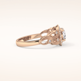 0.8 CT Round Shaped Halo & Art Deco Moissanite Engagement Ring