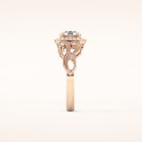 0.8 CT Round Shaped Halo & Art Deco Moissanite Engagement Ring