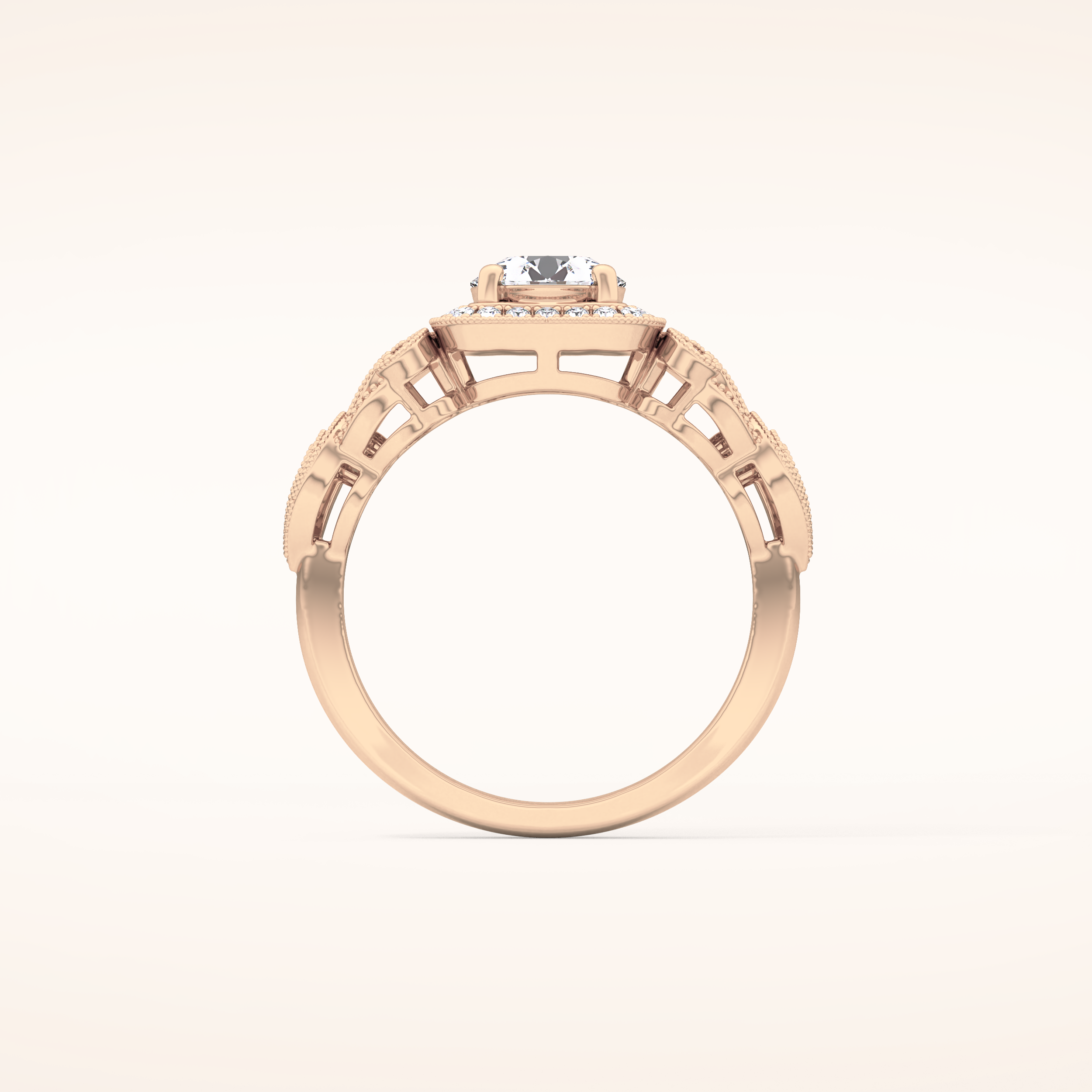 0.8 CT Round Shaped Halo & Art Deco Moissanite Engagement Ring