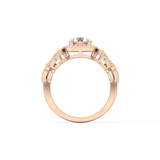 Round Halo Vintage Art Deco Lab Grown Diamond Engagement Ring