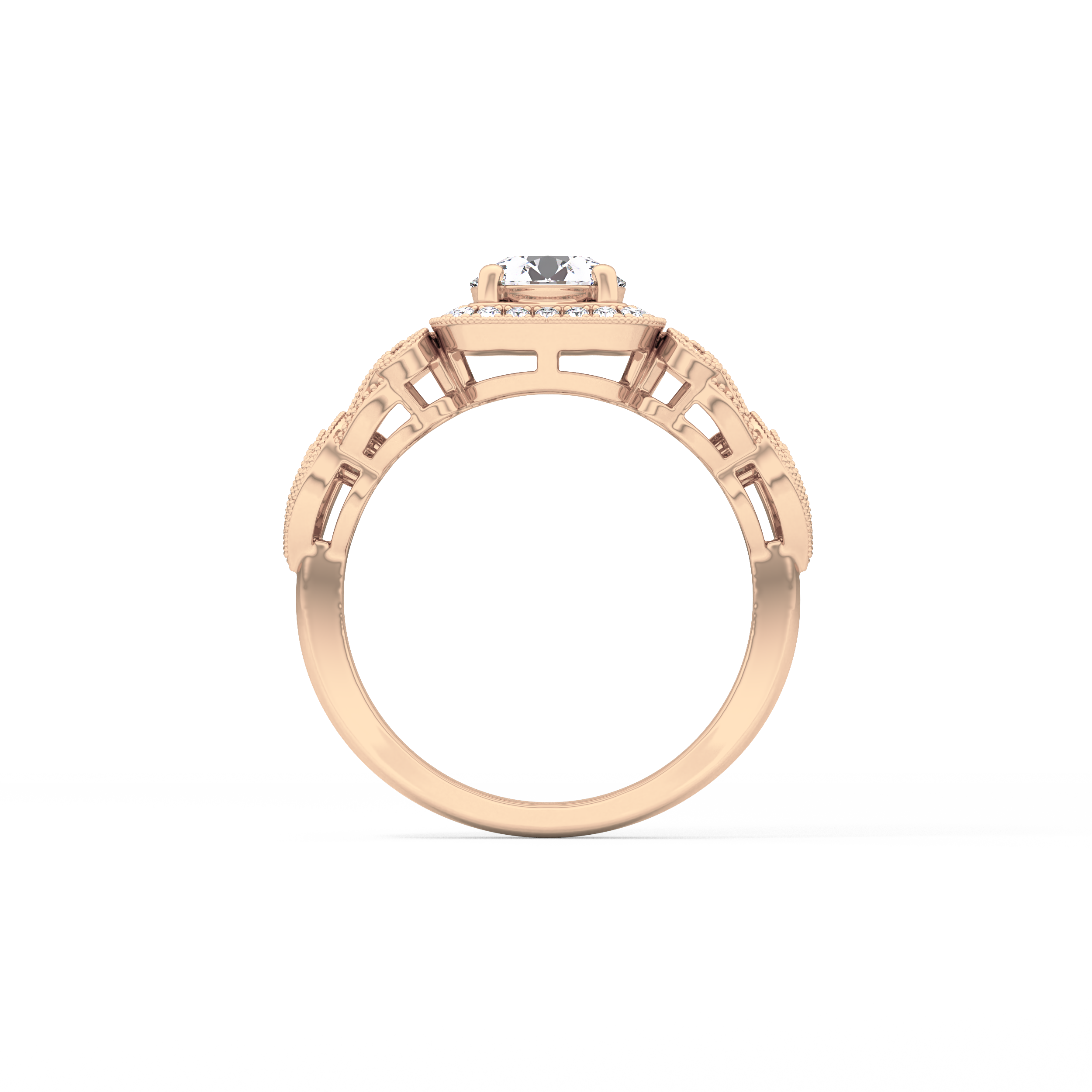 Round Halo Vintage Art Deco Lab Grown Diamond Engagement Ring
