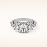 0.8 CT Round Shaped Halo & Art Deco Moissanite Engagement Ring