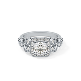 Round Halo Vintage Art Deco Lab Grown Diamond Engagement Ring