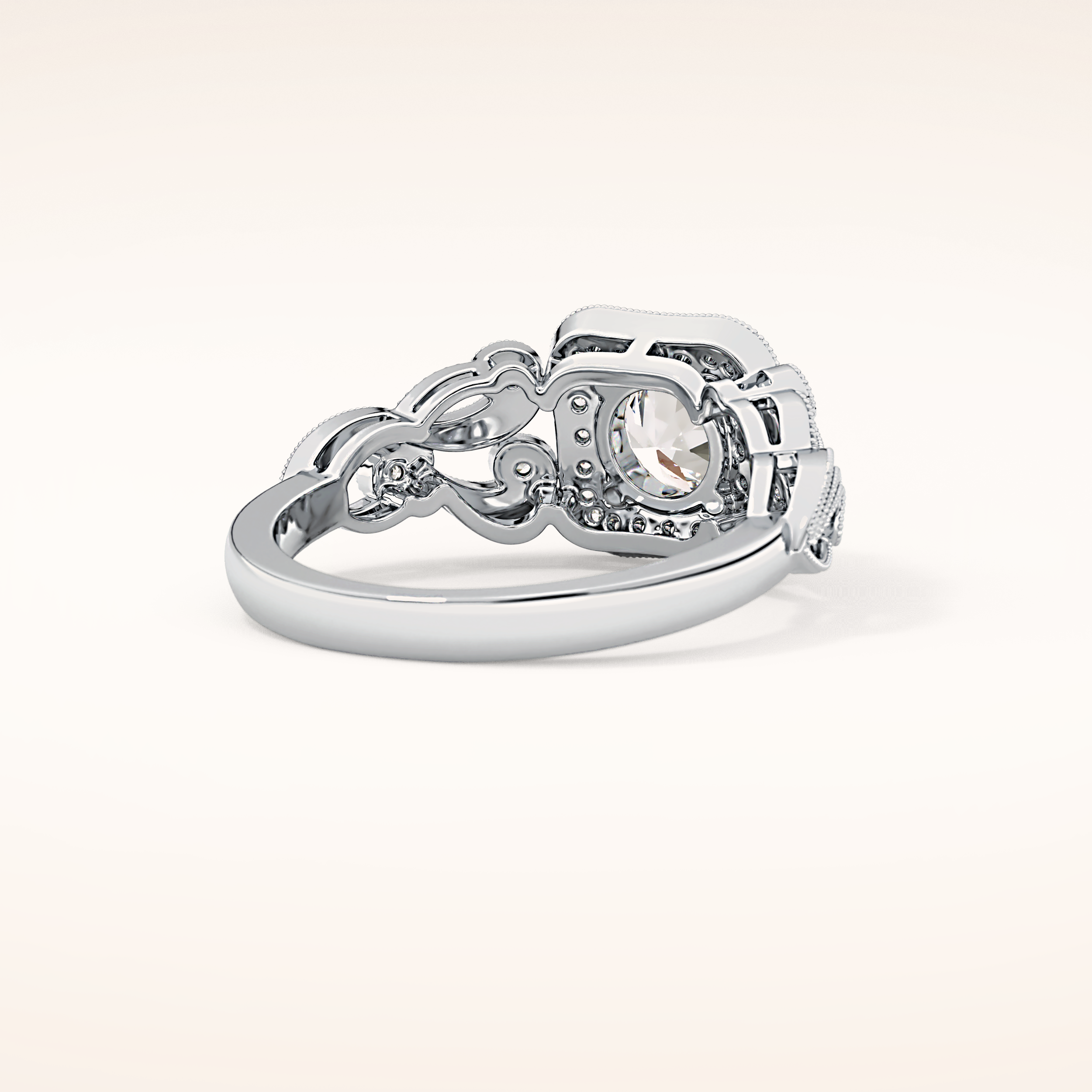0.8 CT Round Shaped Halo & Art Deco Moissanite Engagement Ring