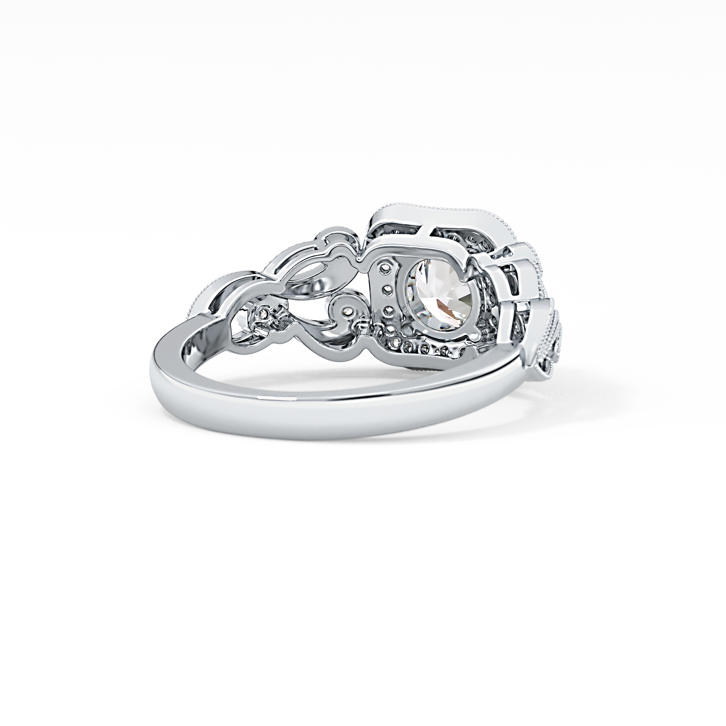 Round Halo Vintage Art Deco Lab Grown Diamond Engagement Ring
