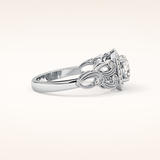 0.8 CT Round Shaped Halo & Art Deco Moissanite Engagement Ring