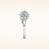 0.8 CT Round Shaped Halo & Art Deco Moissanite Engagement Ring