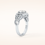 0.8 CT Round Shaped Halo & Art Deco Moissanite Engagement Ring