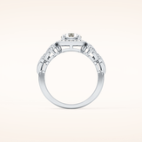 0.8 CT Round Shaped Halo & Art Deco Moissanite Engagement Ring