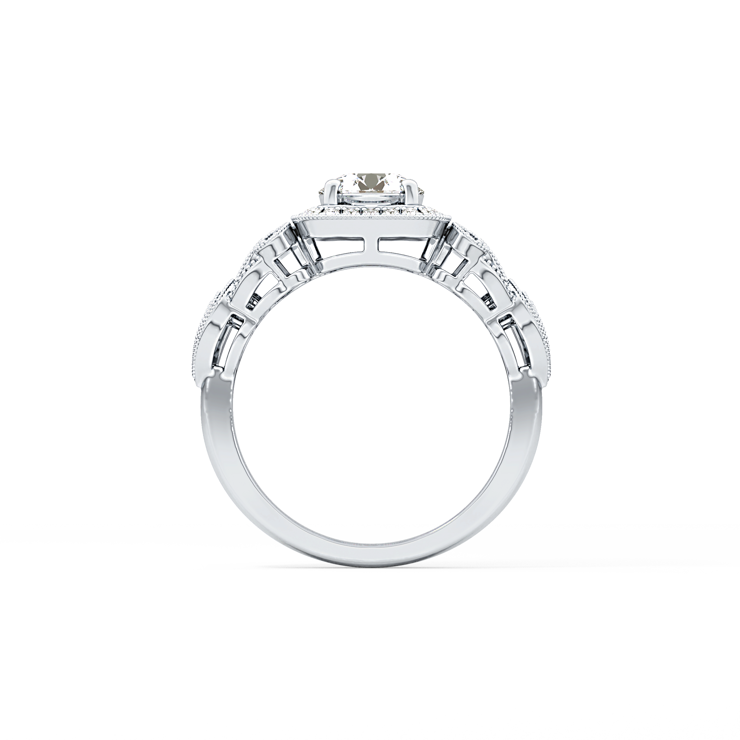 Round Halo Vintage Art Deco Lab Grown Diamond Engagement Ring