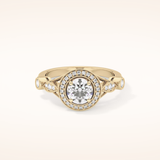 0.67 CT Round Shaped Halo & Pave Moissanite Engagement Ring