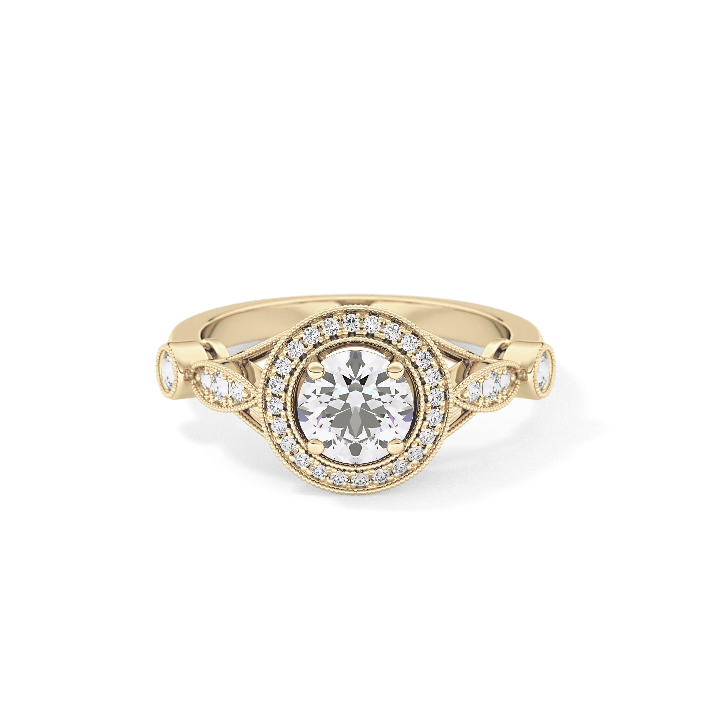 Round Halo & Pave Lab Grown Diamond Engagement Ring
