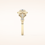 0.67 CT Round Shaped Halo & Pave Moissanite Engagement Ring