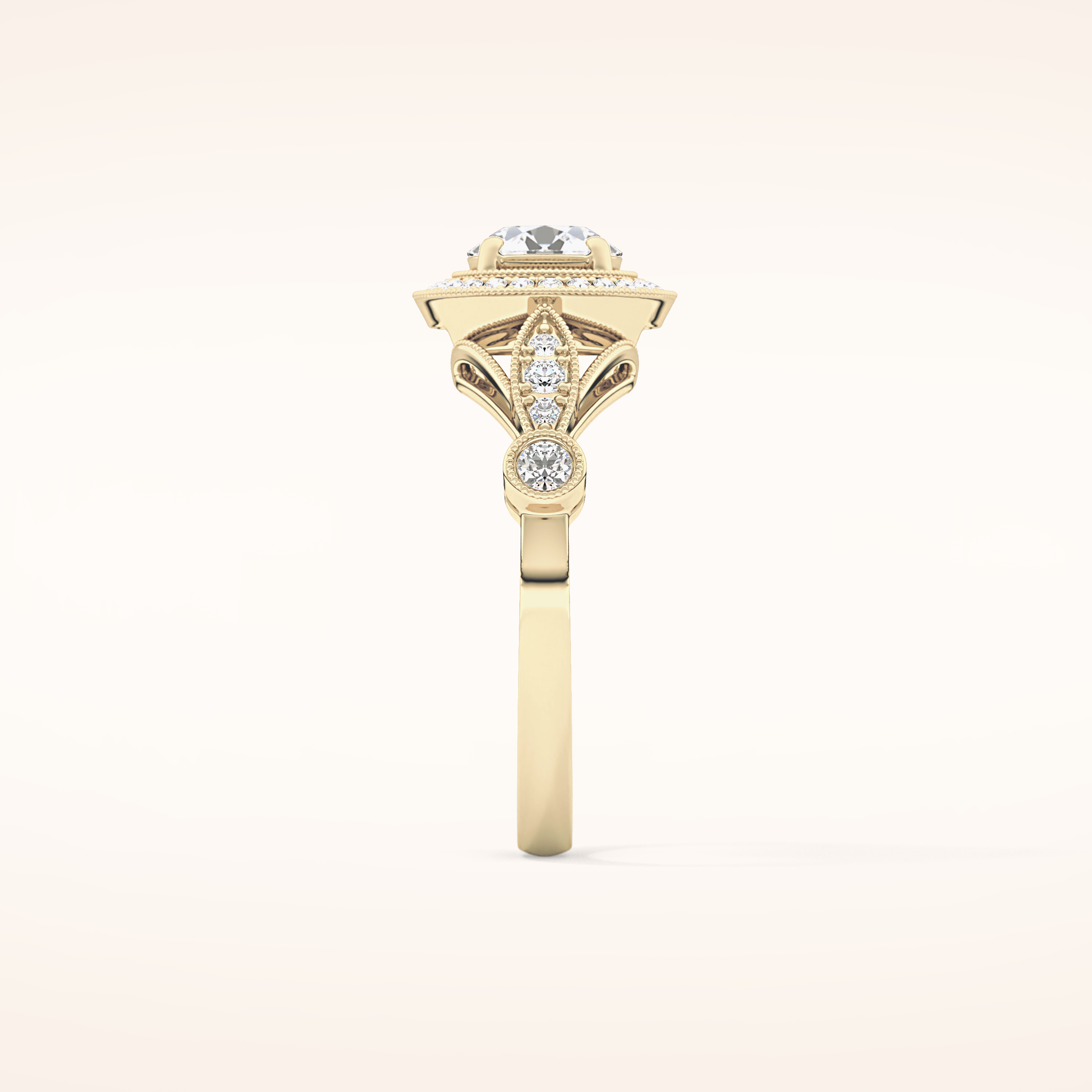 0.67 CT Round Shaped Halo & Pave Moissanite Engagement Ring