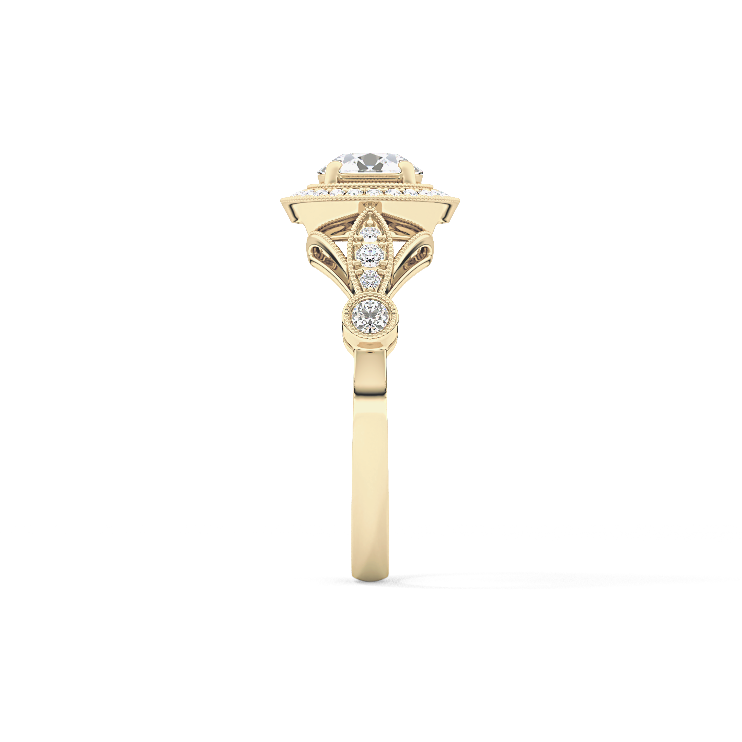 Round Halo & Pave Lab Grown Diamond Engagement Ring