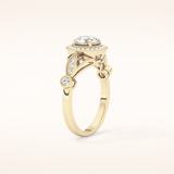 0.67 CT Round Shaped Halo & Pave Moissanite Engagement Ring