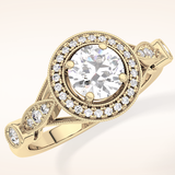 0.67 CT Round Shaped Halo & Pave Moissanite Engagement Ring