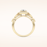 0.67 CT Round Shaped Halo & Pave Moissanite Engagement Ring