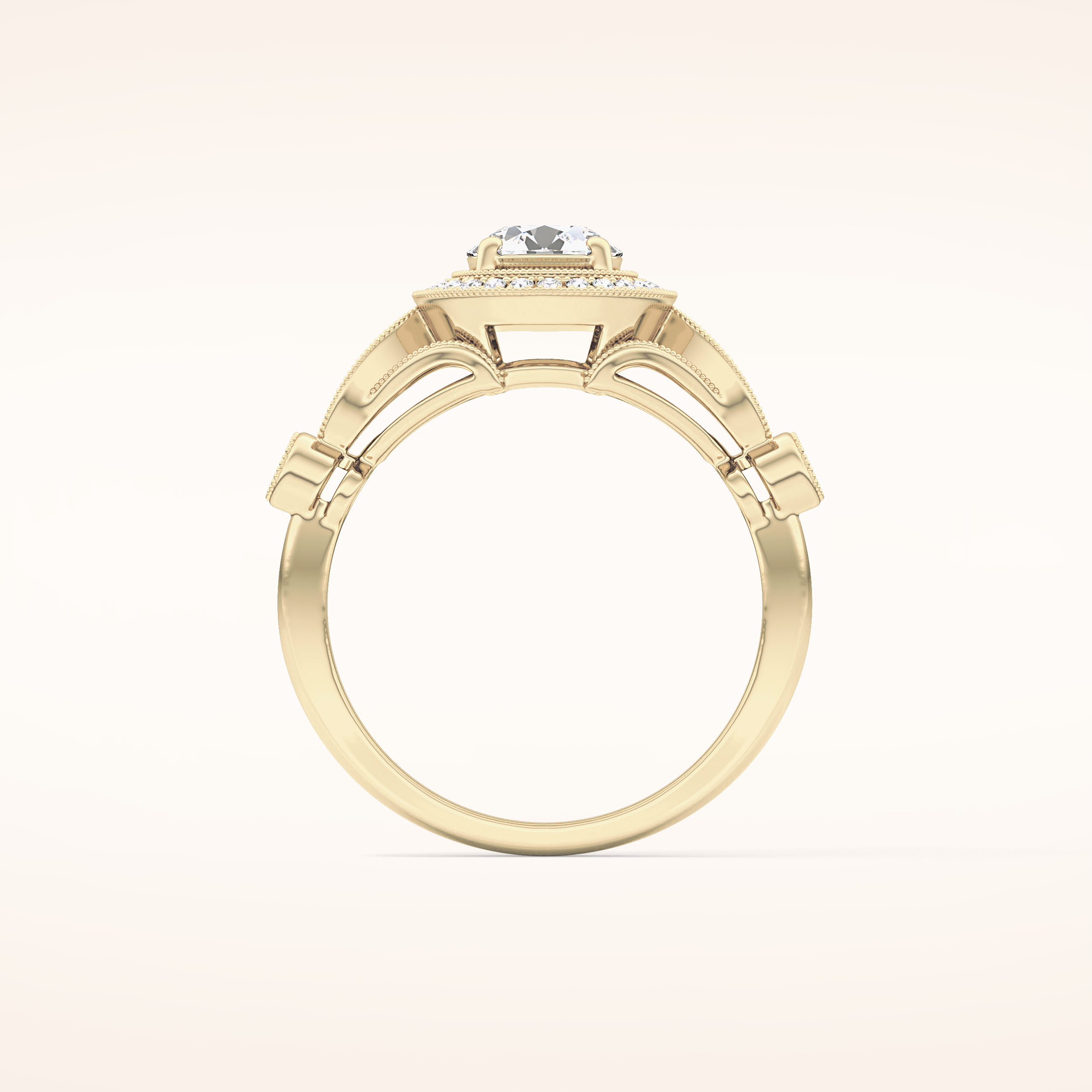 0.67 CT Round Shaped Halo & Pave Moissanite Engagement Ring