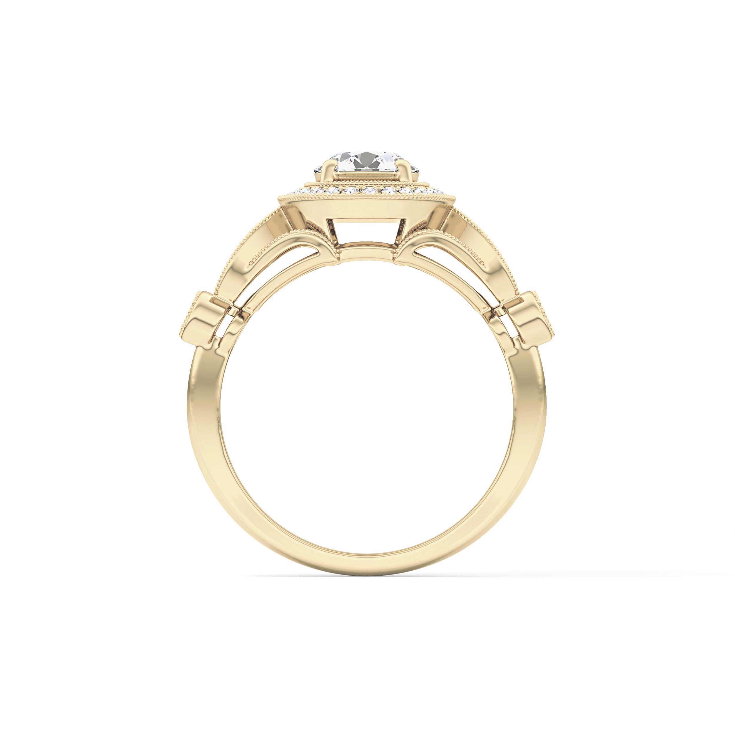 Round Halo & Pave Lab Grown Diamond Engagement Ring