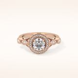 0.67 CT Round Shaped Halo & Pave Moissanite Engagement Ring