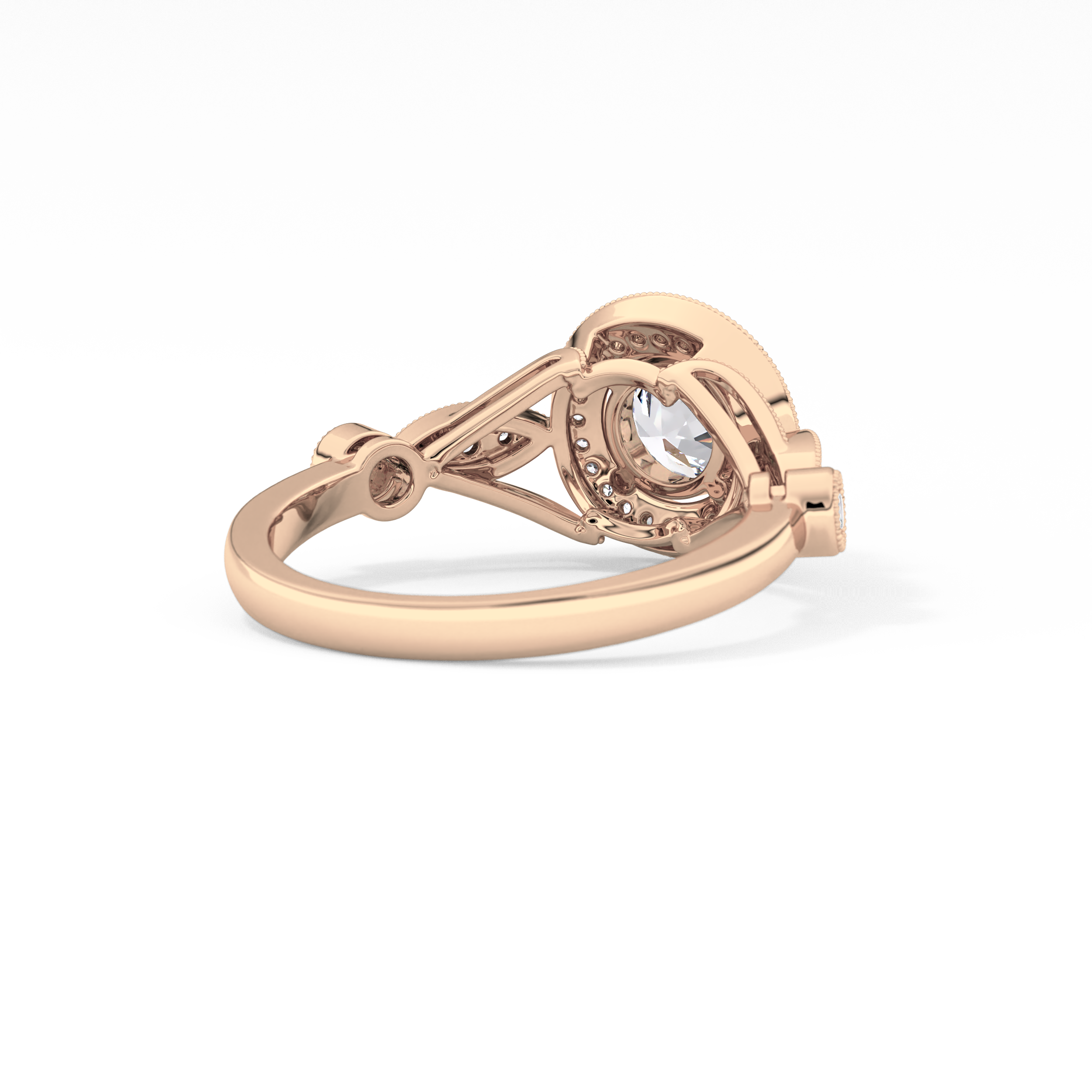 Round Halo & Pave Lab Grown Diamond Engagement Ring