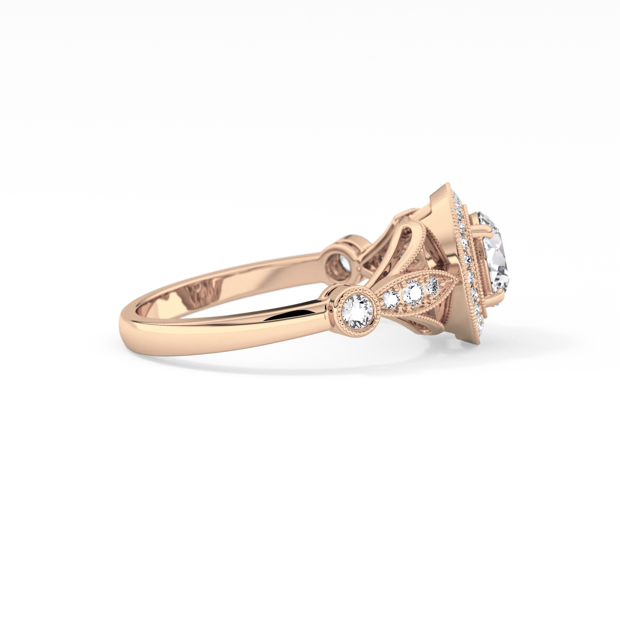 Round Halo & Pave Lab Grown Diamond Engagement Ring