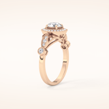 0.67 CT Round Shaped Halo & Pave Moissanite Engagement Ring