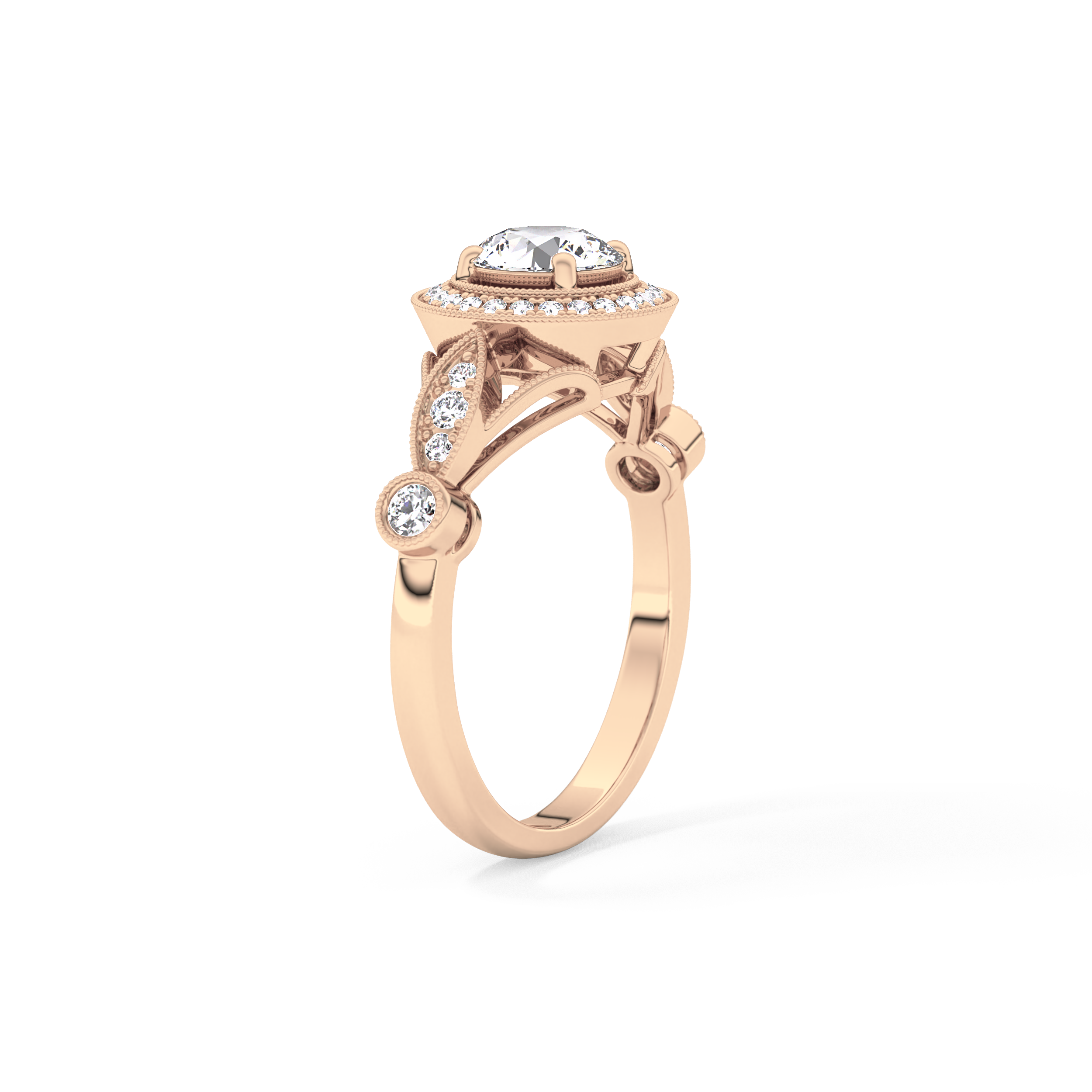 Round Halo & Pave Lab Grown Diamond Engagement Ring