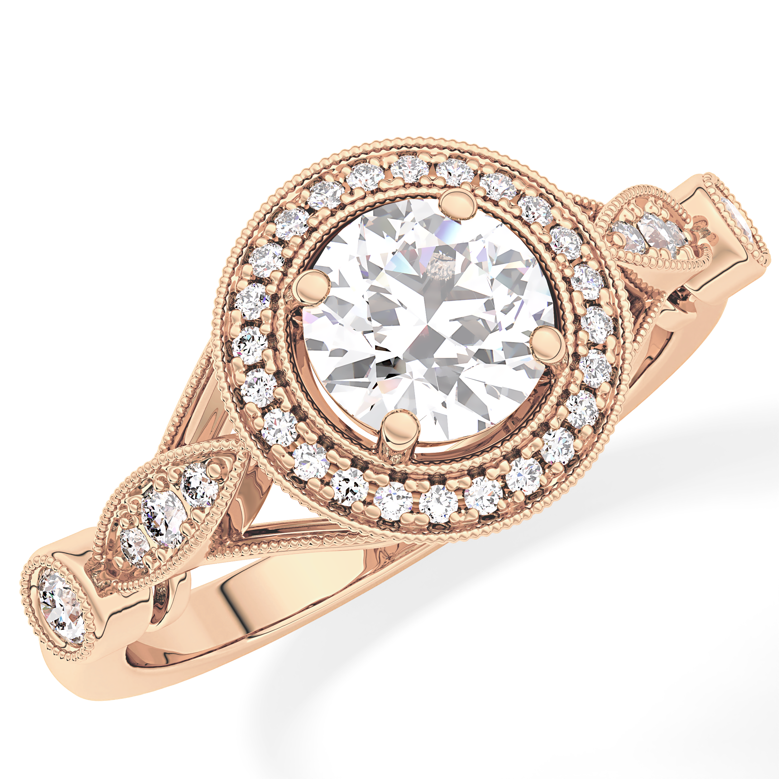 Round Halo & Pave Lab Grown Diamond Engagement Ring