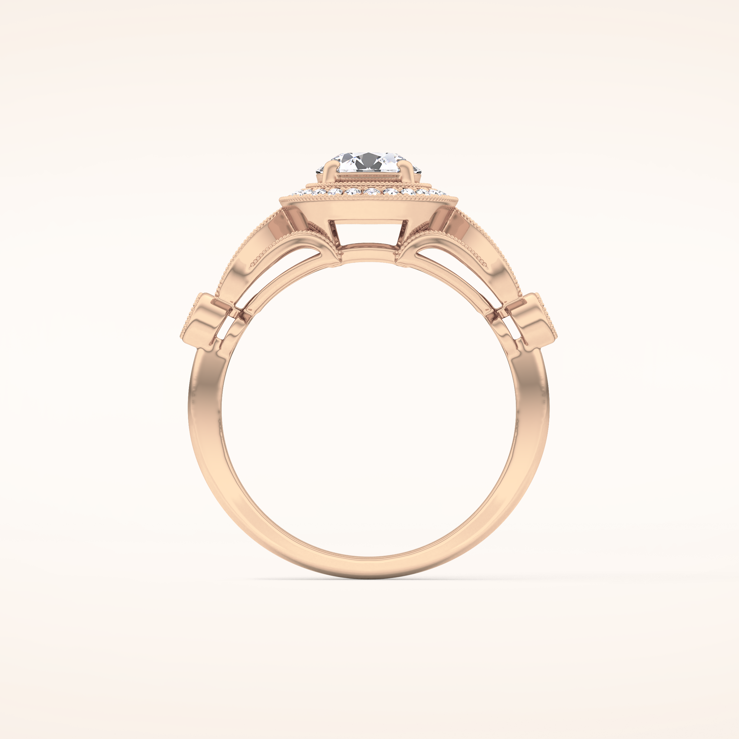 0.67 CT Round Shaped Halo & Pave Moissanite Engagement Ring