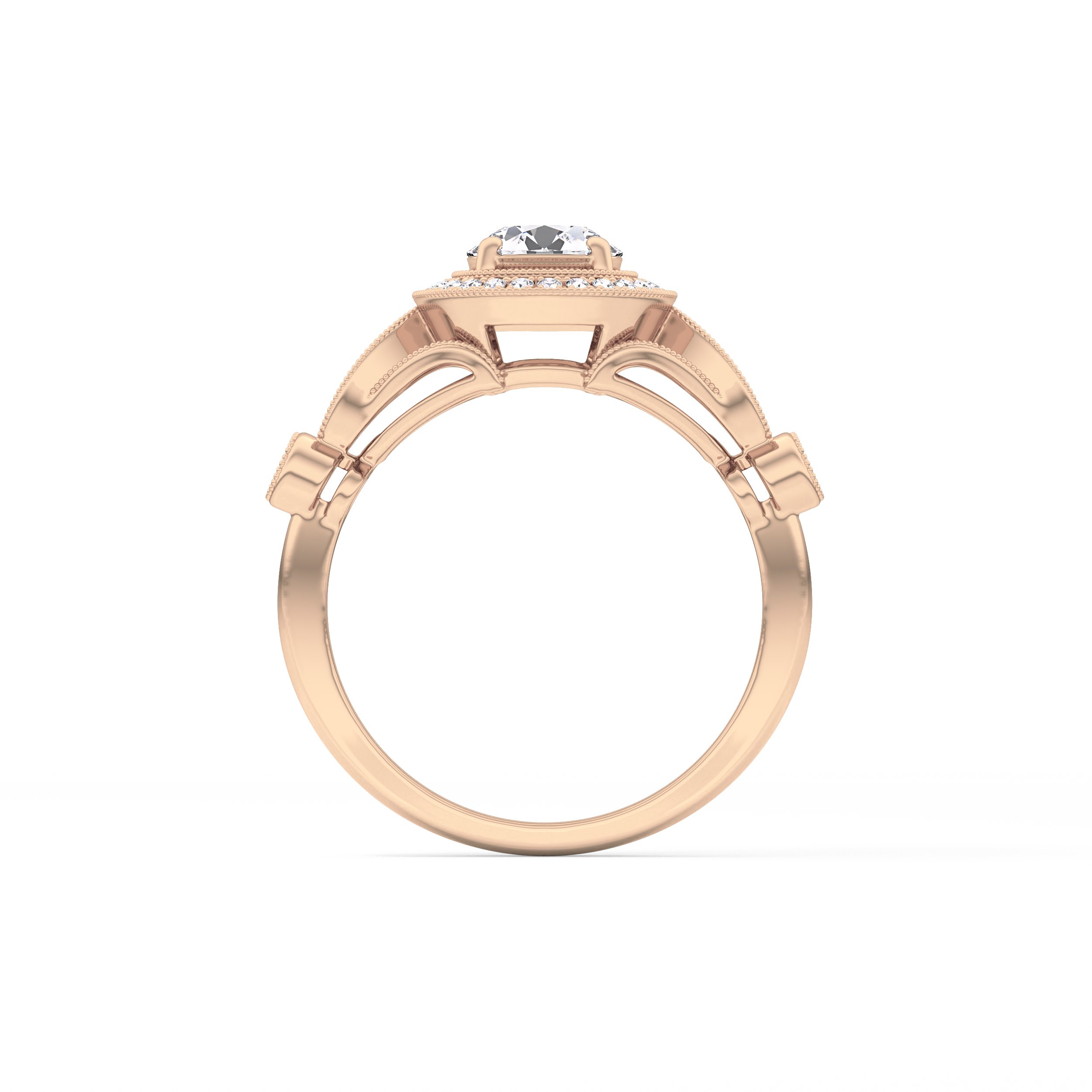 Round Halo & Pave Lab Grown Diamond Engagement Ring