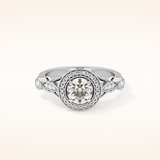0.67 CT Round Shaped Halo & Pave Moissanite Engagement Ring