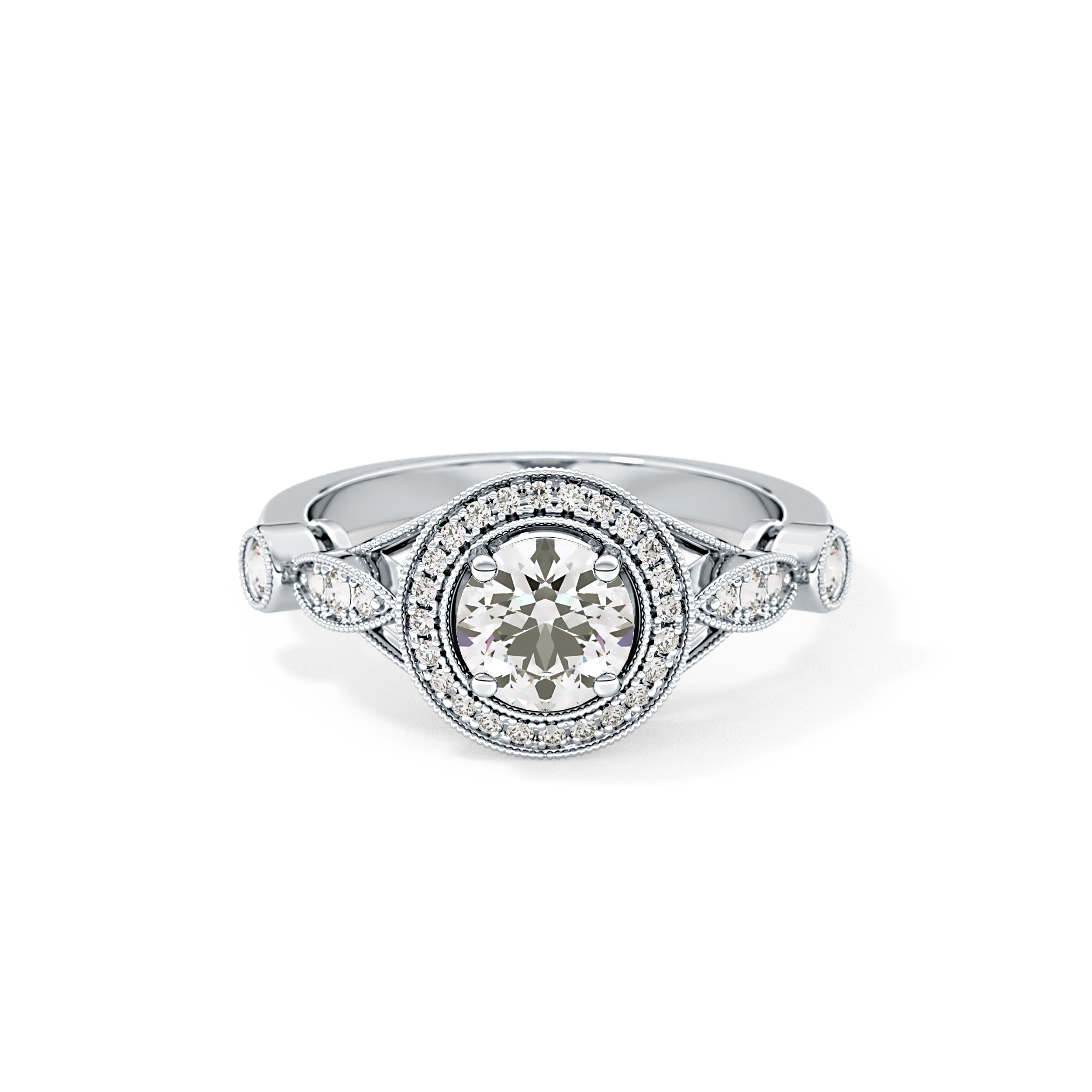 Round Halo & Pave Lab Grown Diamond Engagement Ring