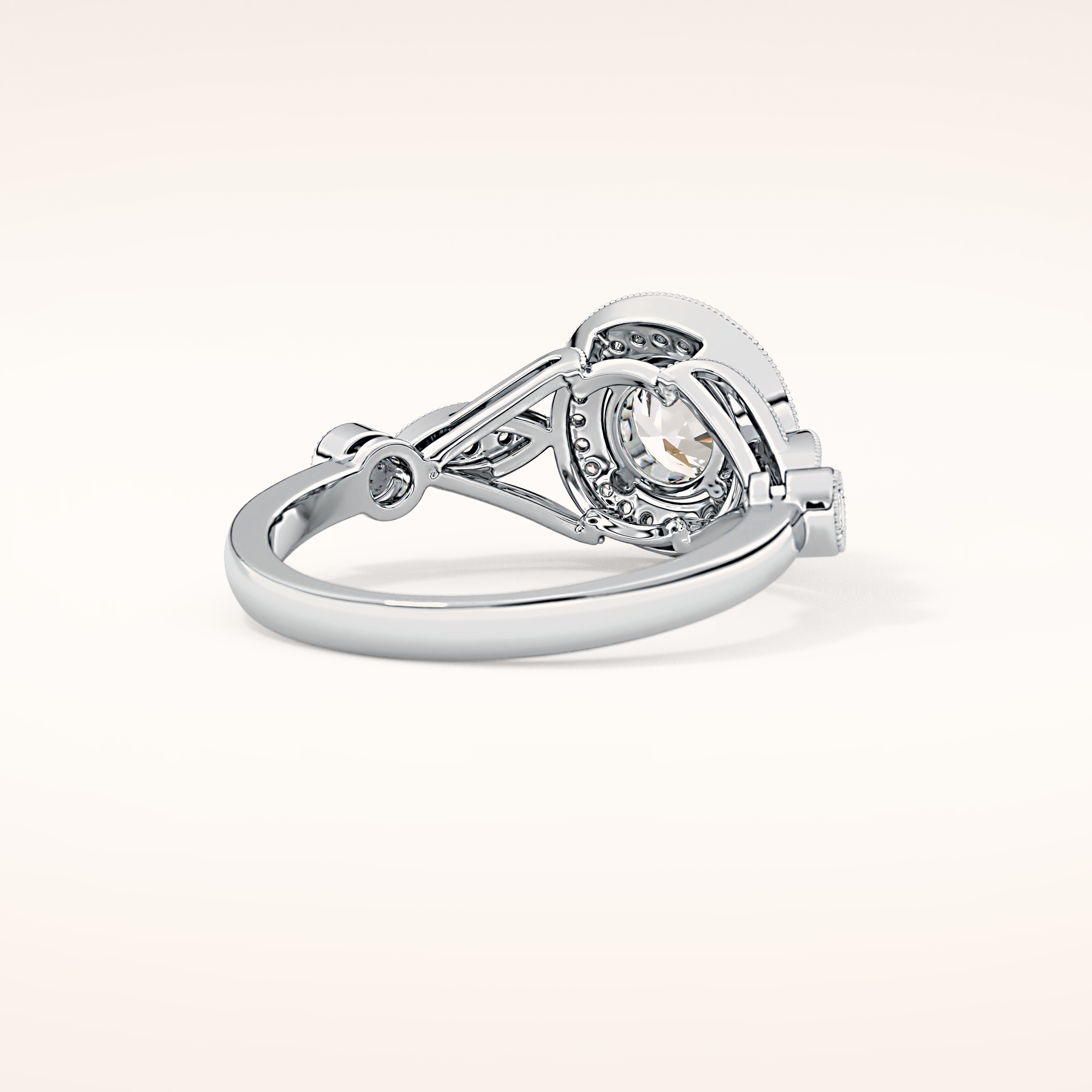 0.67 CT Round Shaped Halo & Pave Moissanite Engagement Ring