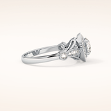 0.67 CT Round Shaped Halo & Pave Moissanite Engagement Ring