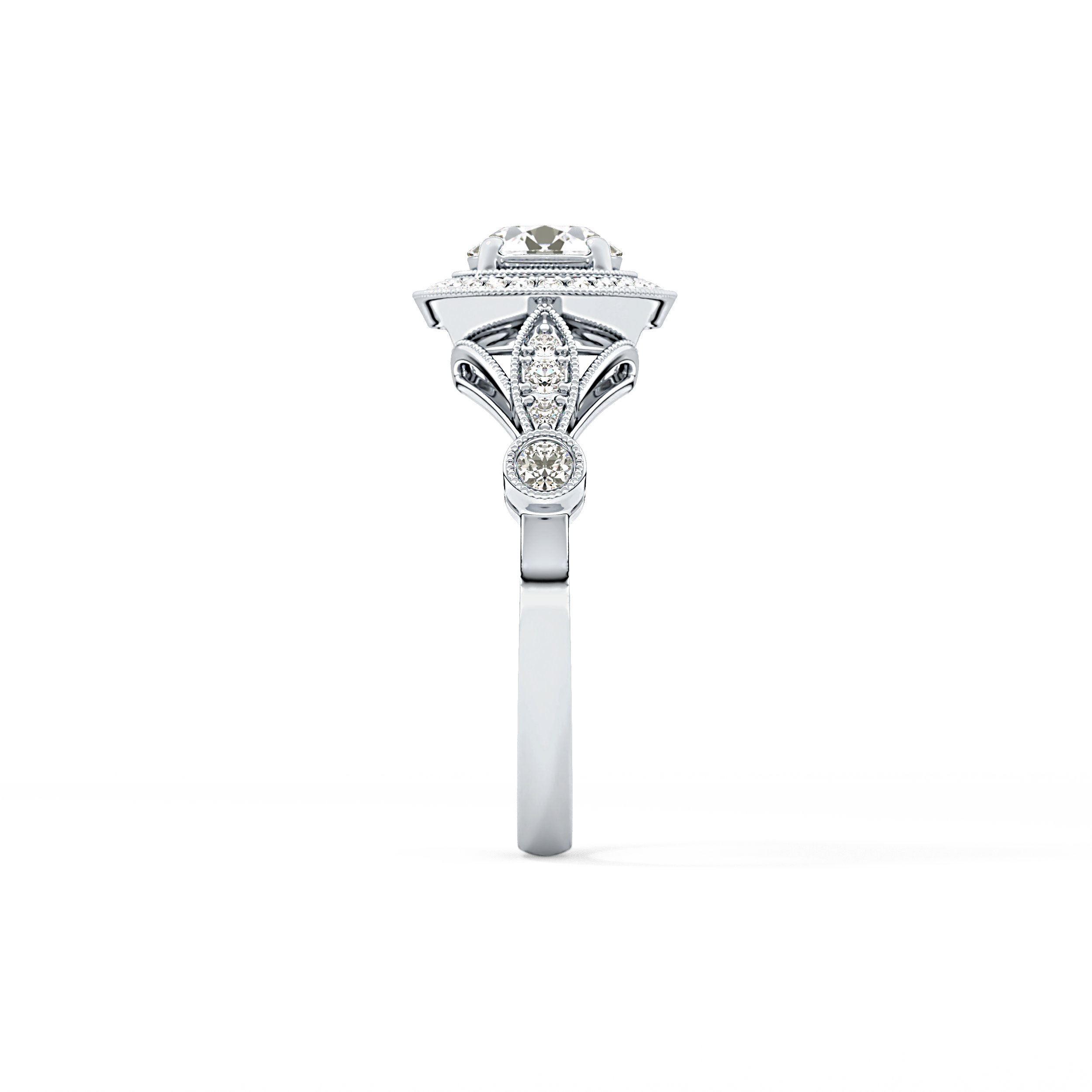 Round Halo & Pave Lab Grown Diamond Engagement Ring