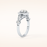 0.67 CT Round Shaped Halo & Pave Moissanite Engagement Ring
