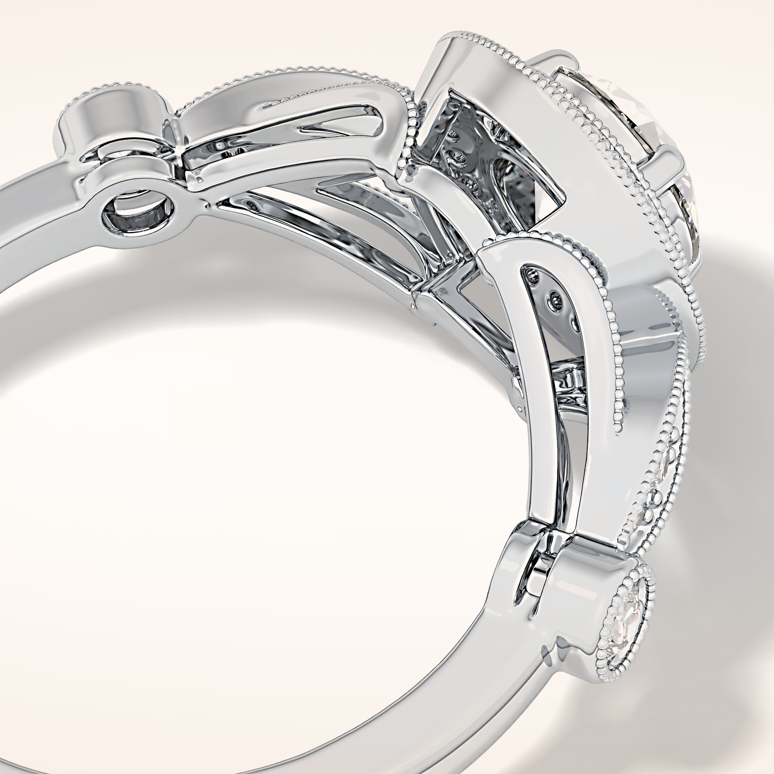 0.67 CT Round Shaped Halo & Pave Moissanite Engagement Ring