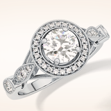 0.67 CT Round Shaped Halo & Pave Moissanite Engagement Ring