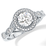 Round Halo & Pave Lab Grown Diamond Engagement Ring