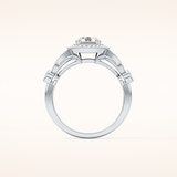 0.67 CT Round Shaped Halo & Pave Moissanite Engagement Ring